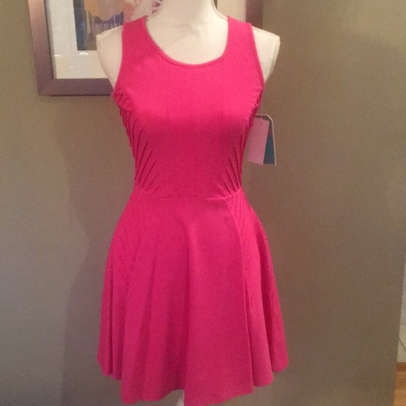 Gianni Bini Hot Pink Fit and Flare Dress - Picture 1 of 8